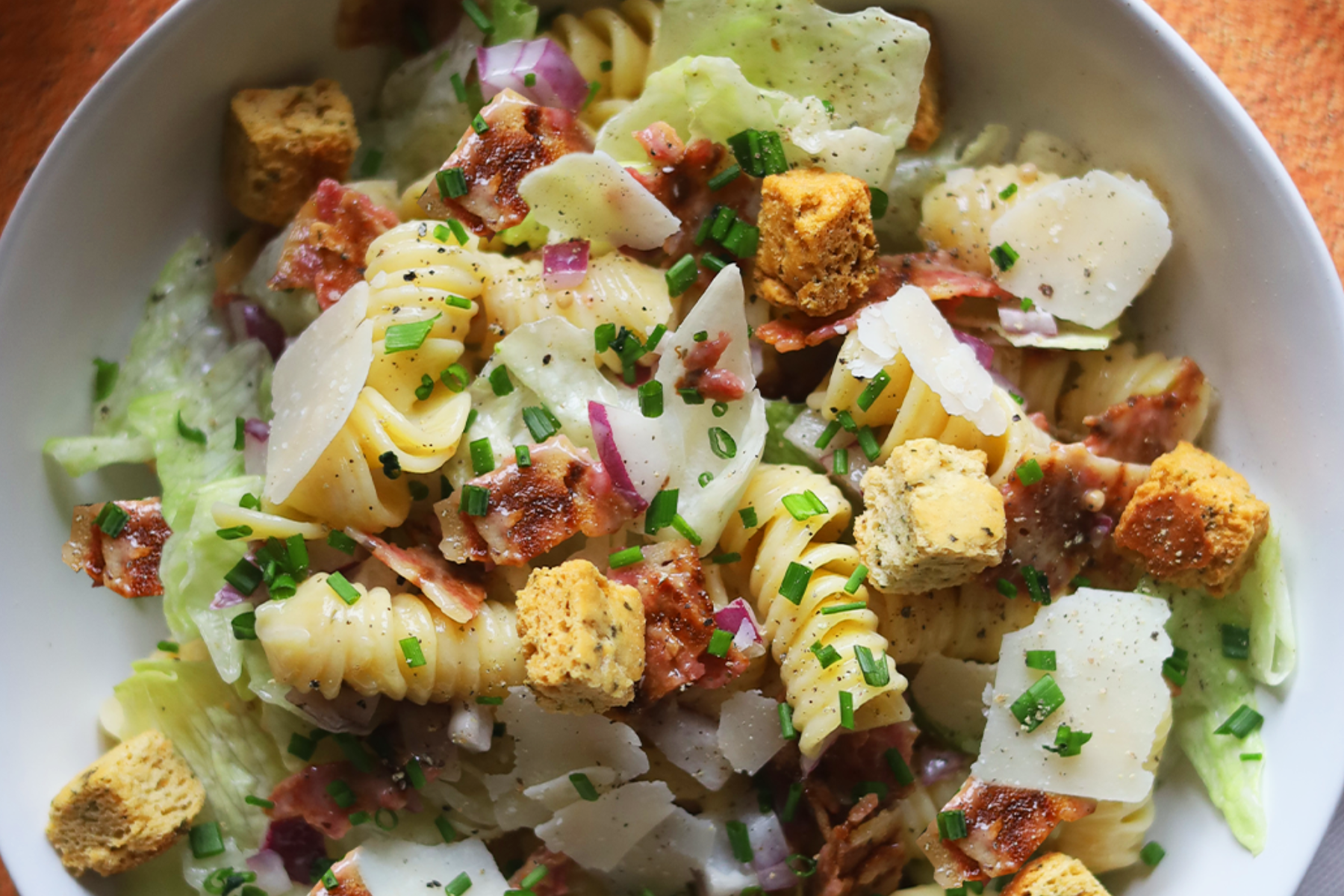 Vegan Bacon Caesar Pasta Salad | Veganuary